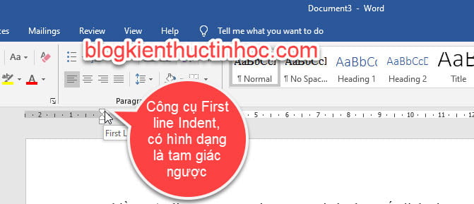 Công cụ First line indent