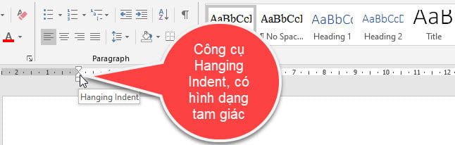 Công cụ Hanging indent