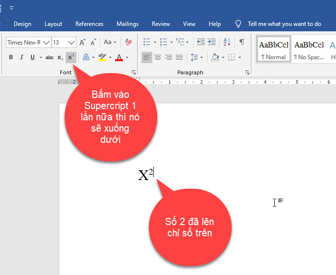 Cách viết chỉ số trên trong word