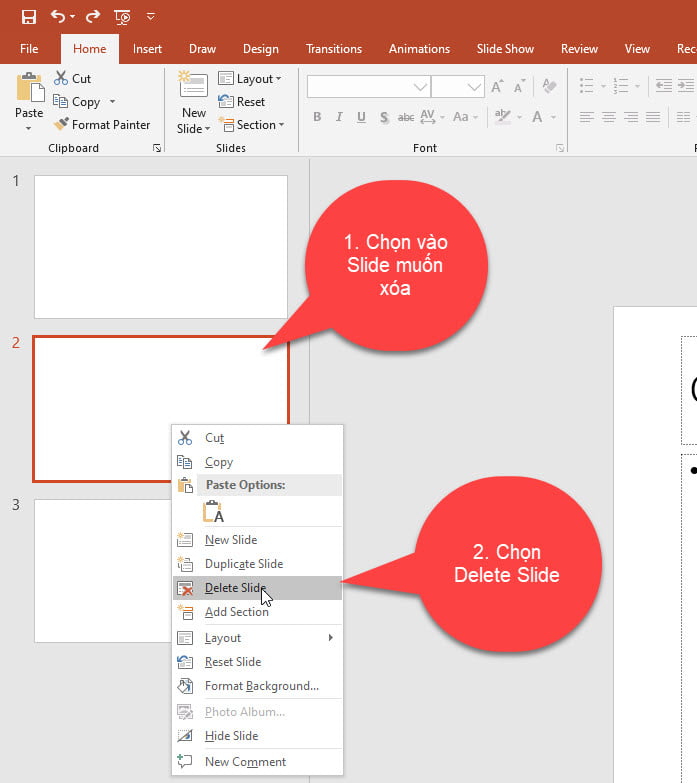 Xóa slide trong powerpoint