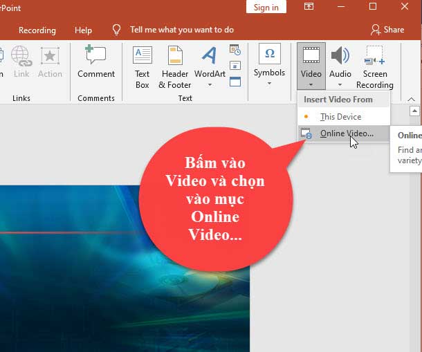 Chèn video online vào powerpoint