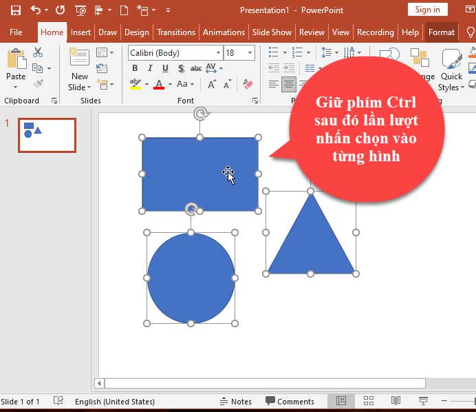 Cách chọn hình vẽ trong Powerpoint