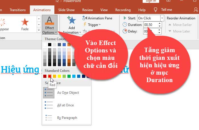 đổi màu cho chữ powerpoint