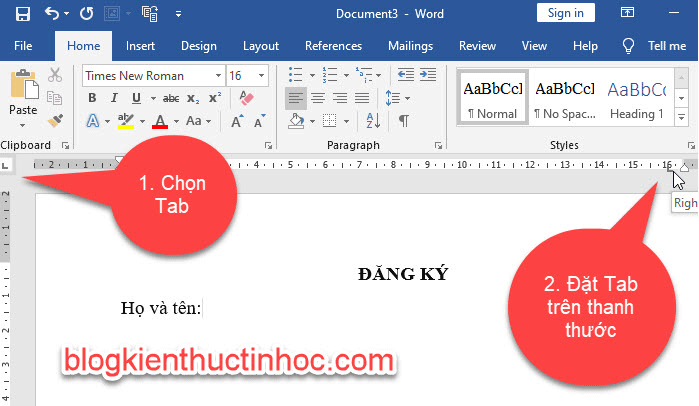 Sử dụng Tab