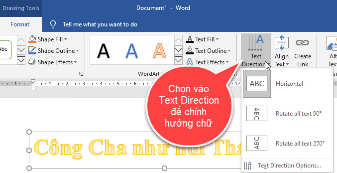 chỉnh hướng chữ nghệ thuật