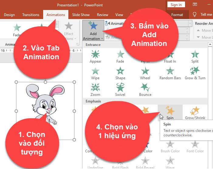 Tạo hiệu ứng trong powerpoint