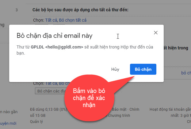 Xác nhận bỏ chặn