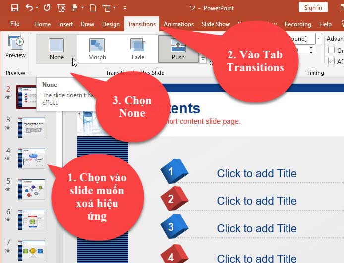 Xoá hiệu ứng trong powerpoint